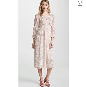 Rebecca Taylor Floral Smock Detail Long Sleeve Silk and cotton dress.